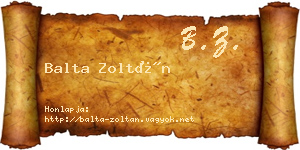 Balta Zoltán névjegykártya