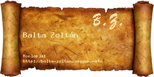 Balta Zoltán névjegykártya